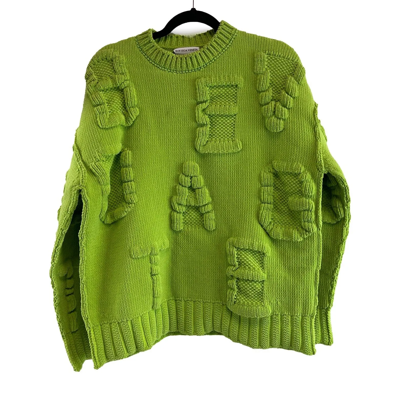 Bottega Veneta Excellent Chenille Knitted Alphabet Sweater Green XS US 0