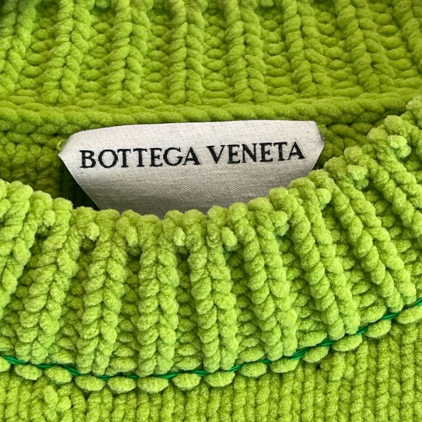 Bottega Veneta Excellent Chenille Knitted Alphabet Sweater Green XS US 0