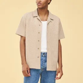 bound Beige Dogtooth Jacquard Cuban Shirt