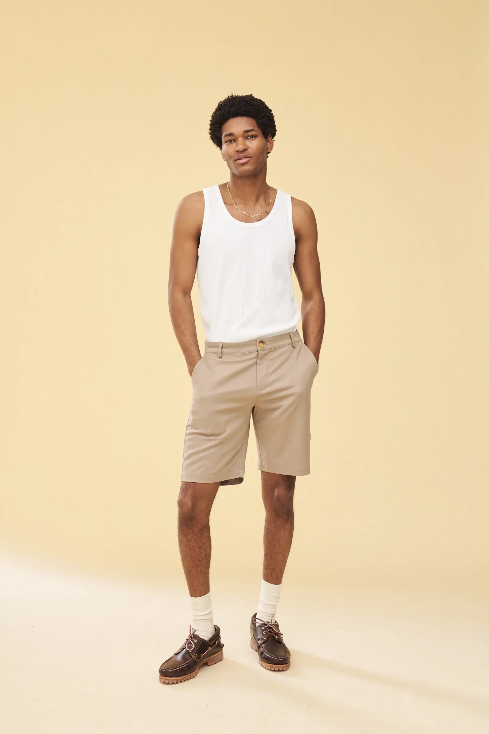 bound Tailored Smart Shorts - Beige