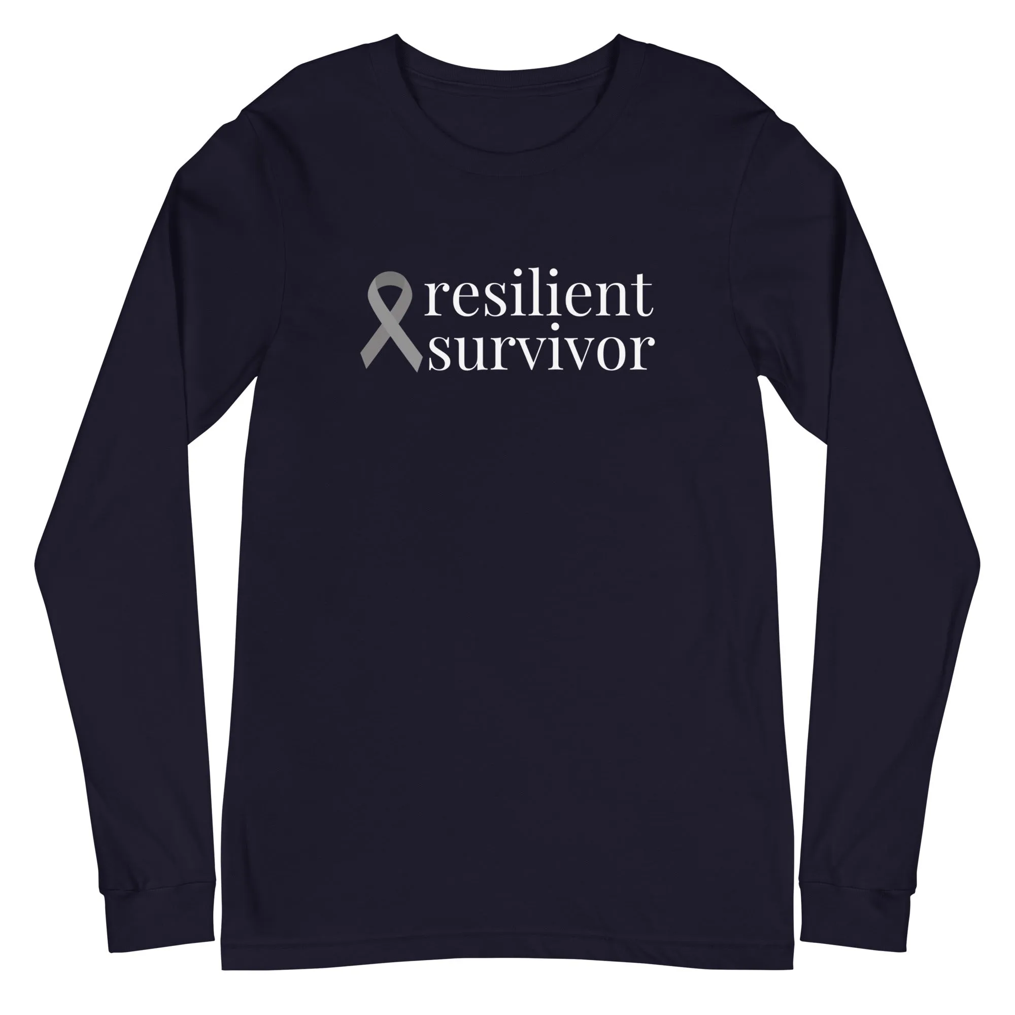 Brain Cancer "resilient survivor" Long Sleeve Tee (Several Colors Available)