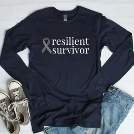 Brain Cancer "resilient survivor" Long Sleeve Tee (Several Colors Available)