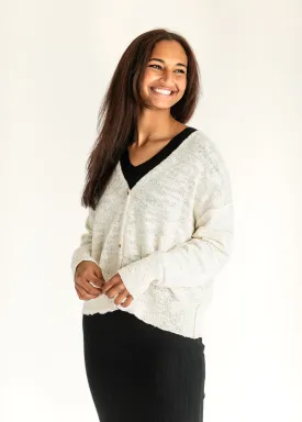 Button Front Drop Shoulder Cardigan