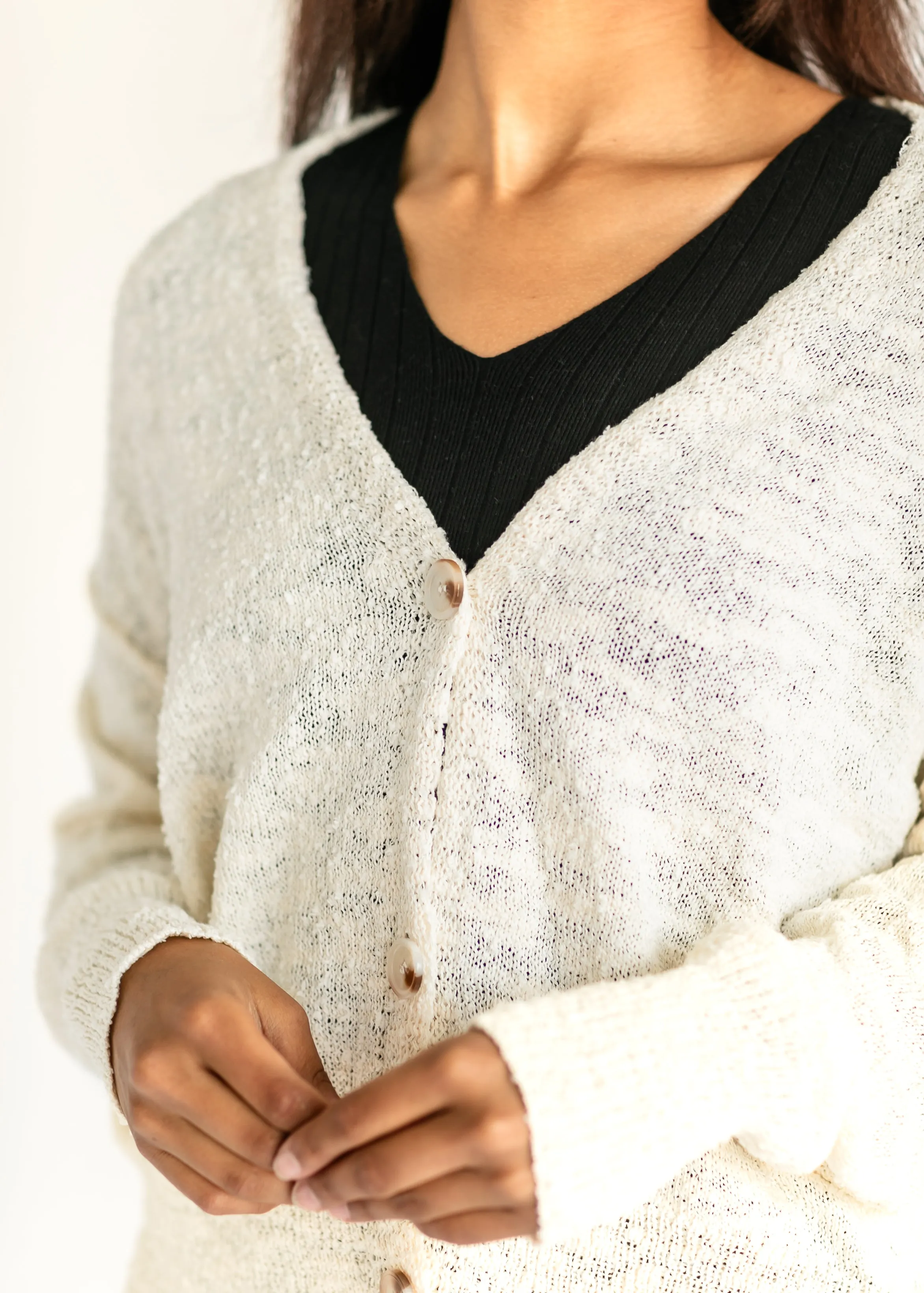 Button Front Drop Shoulder Cardigan