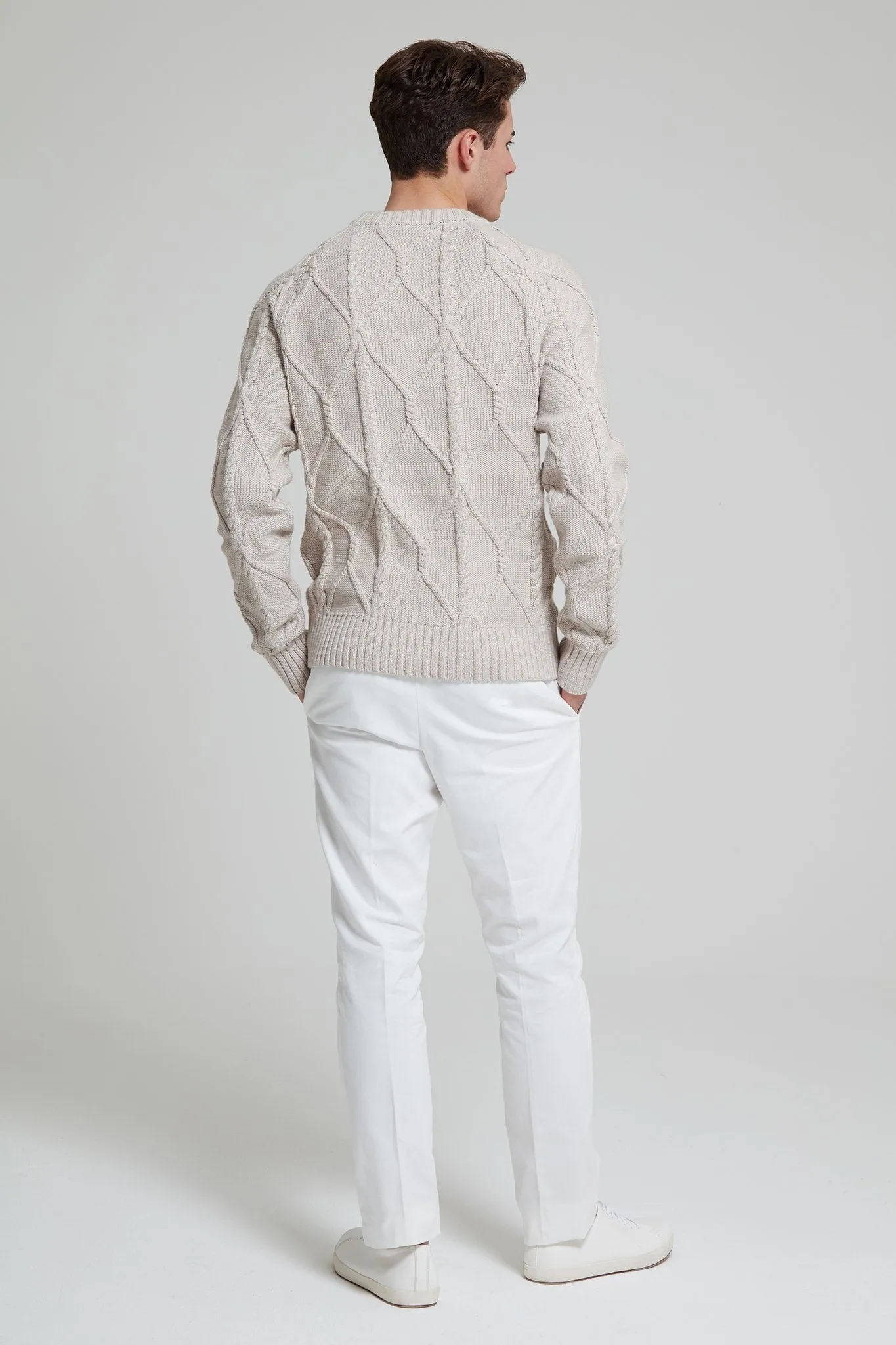 Cable-Knit Cotton Blend Sweater