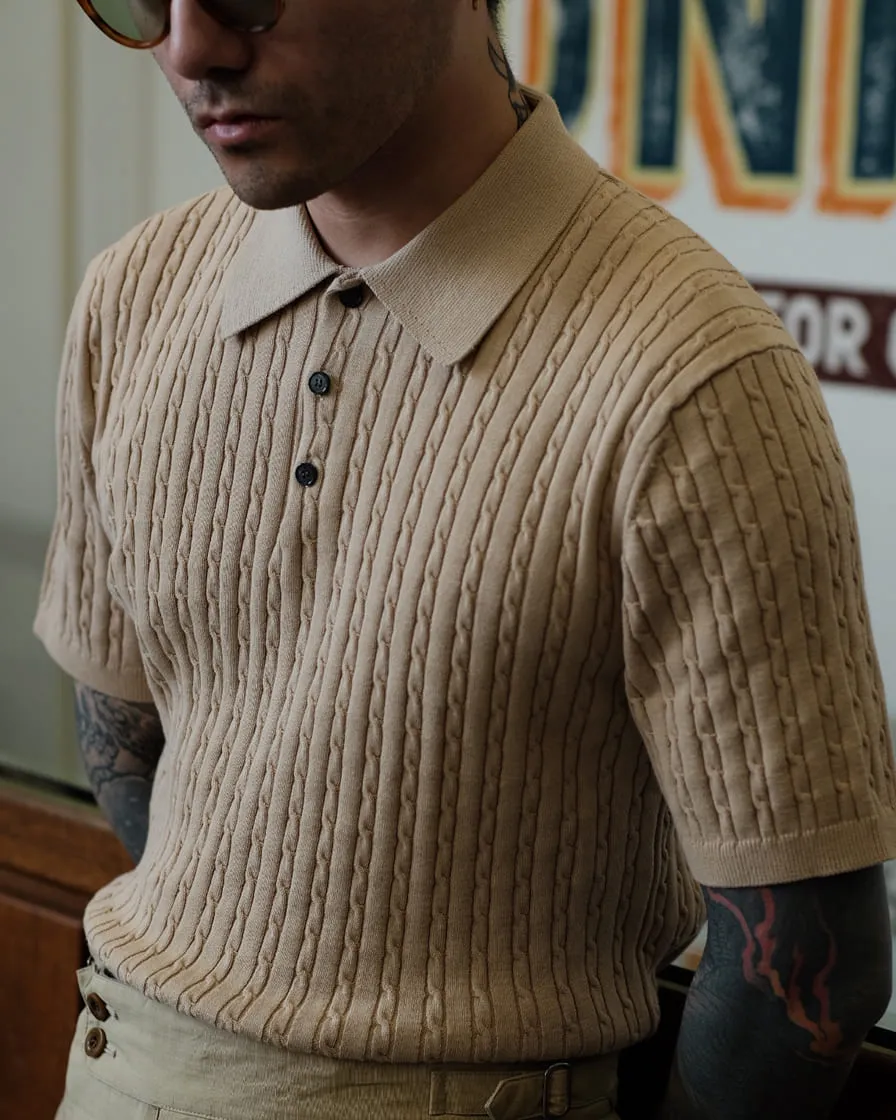 Cable Knitted Polo Shirt