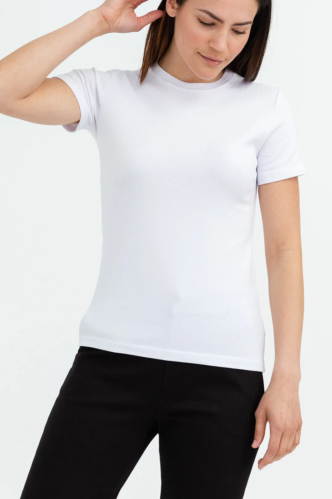 CAP SLEEVE CREW IN PIMA COTTON STRETCH