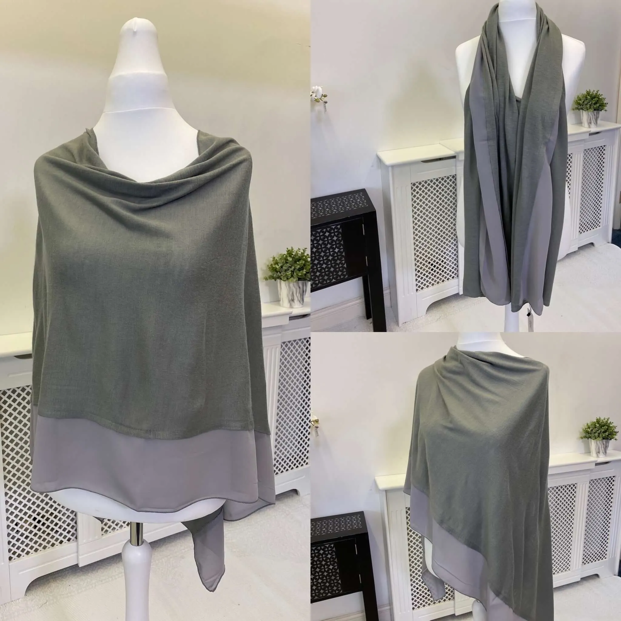 Chiffon Edged 3 in 1 Ladies Poncho