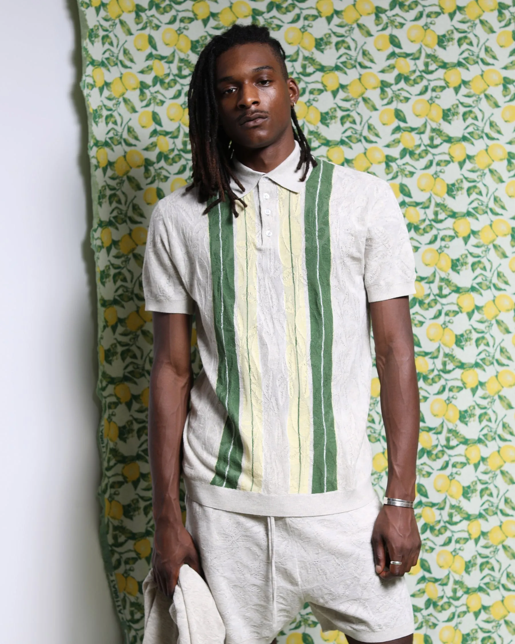 Citron Gauzy Knit Striped Polo (FINAL SALE)