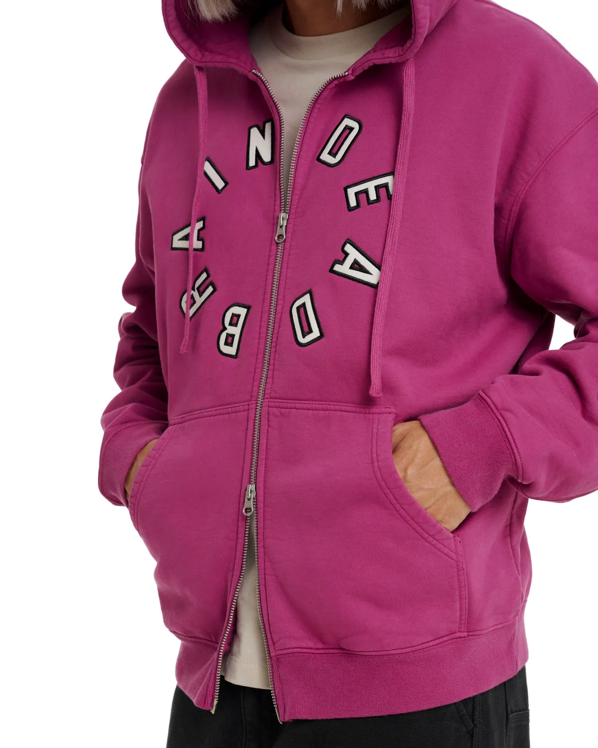 Collegiate Zip Up Hoodie - Fucshia