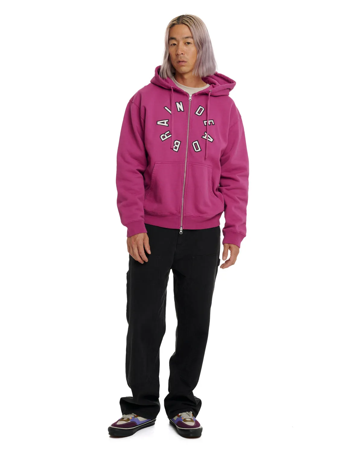 Collegiate Zip Up Hoodie - Fucshia