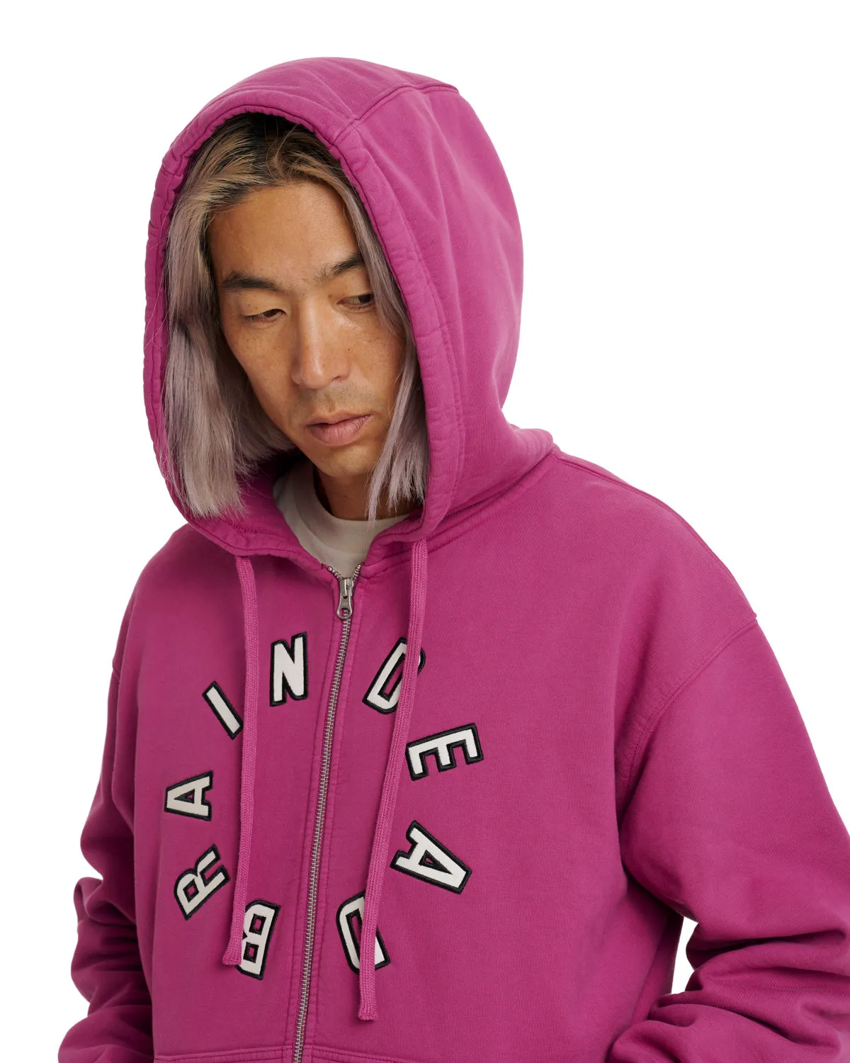 Collegiate Zip Up Hoodie - Fucshia