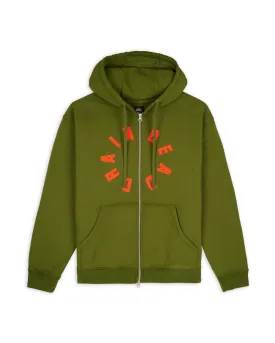 Collegiate Zip Up Hoodie - Olive