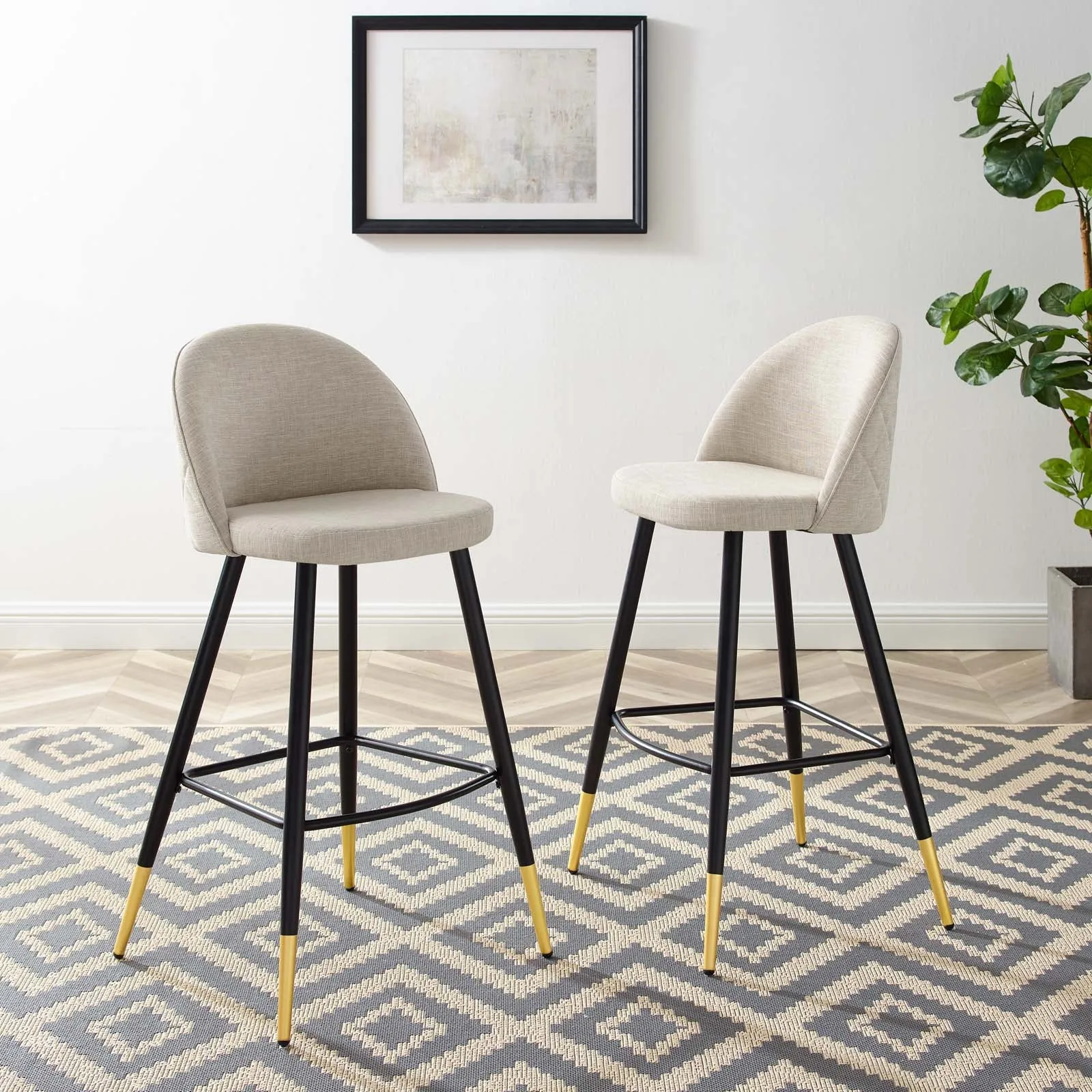 Cordial Fabric Bar Stools - Set of 2