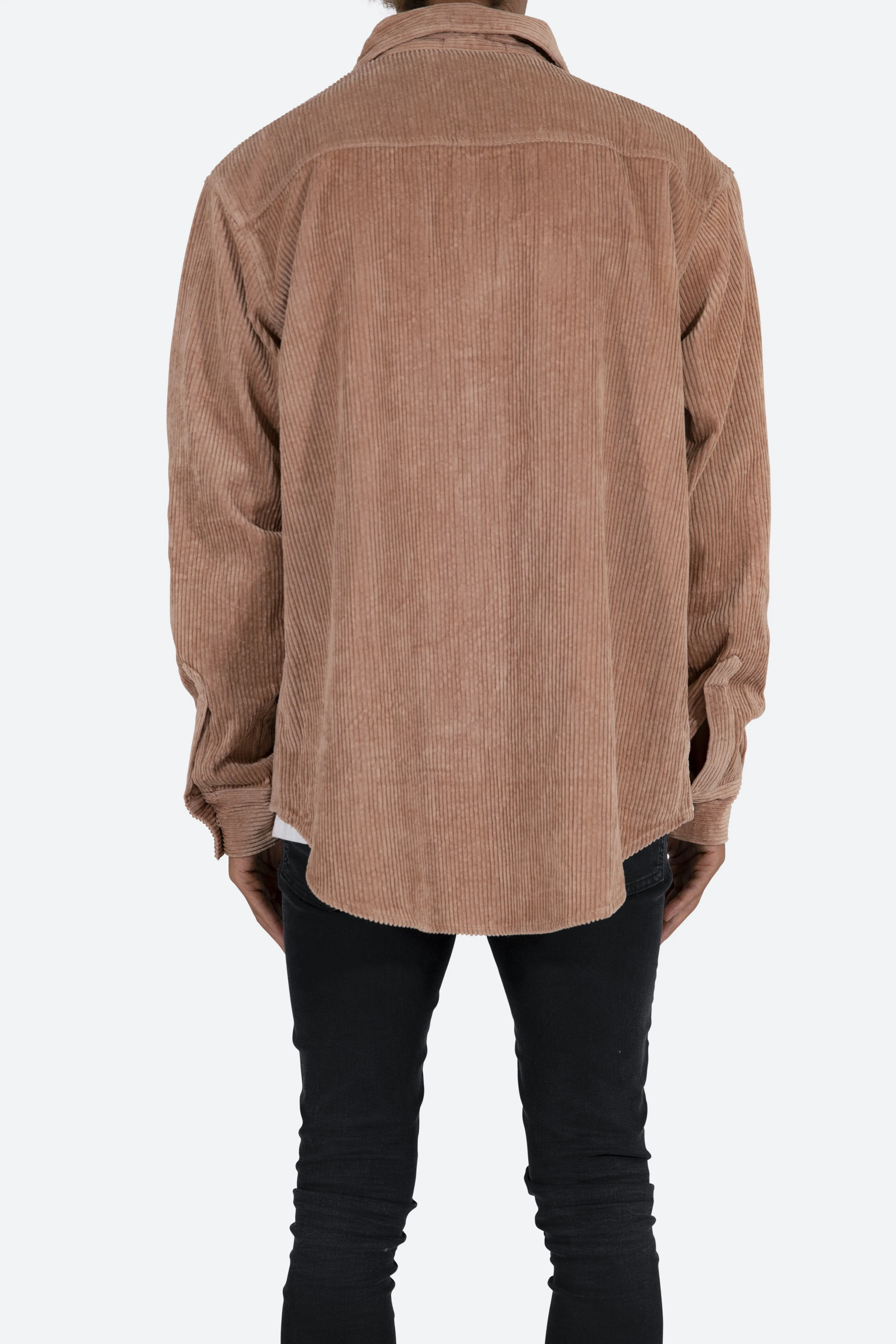 Corduroy Zip Up Shirt - Brown