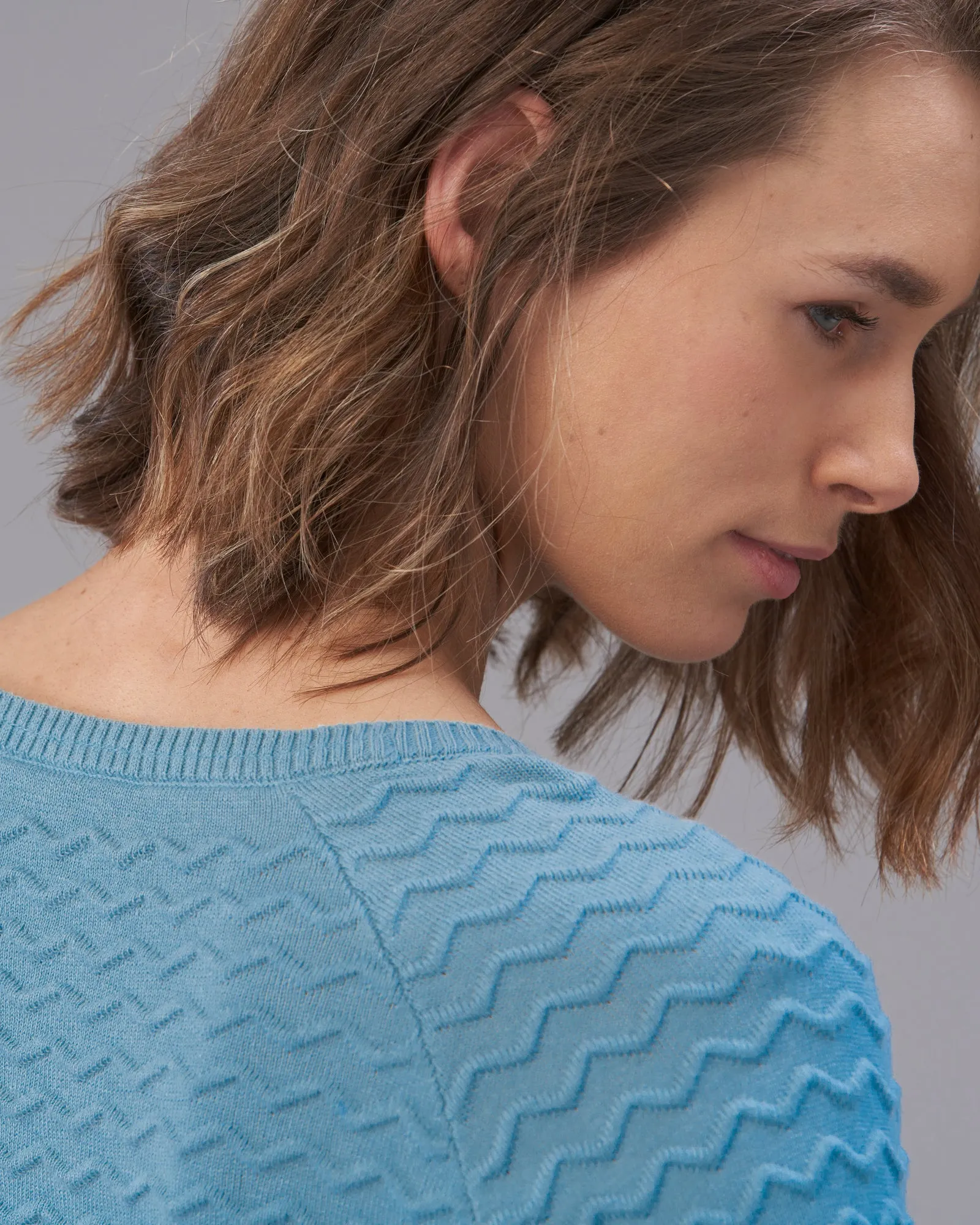 COTTON ZIG ZAG KNIT TEE