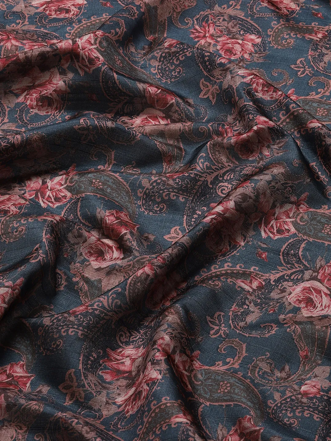 Digital Floral Printed Tussar Saree