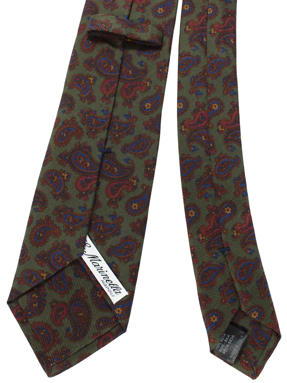 E. Marinella Silk Tie Gray Navy Brown Paisley