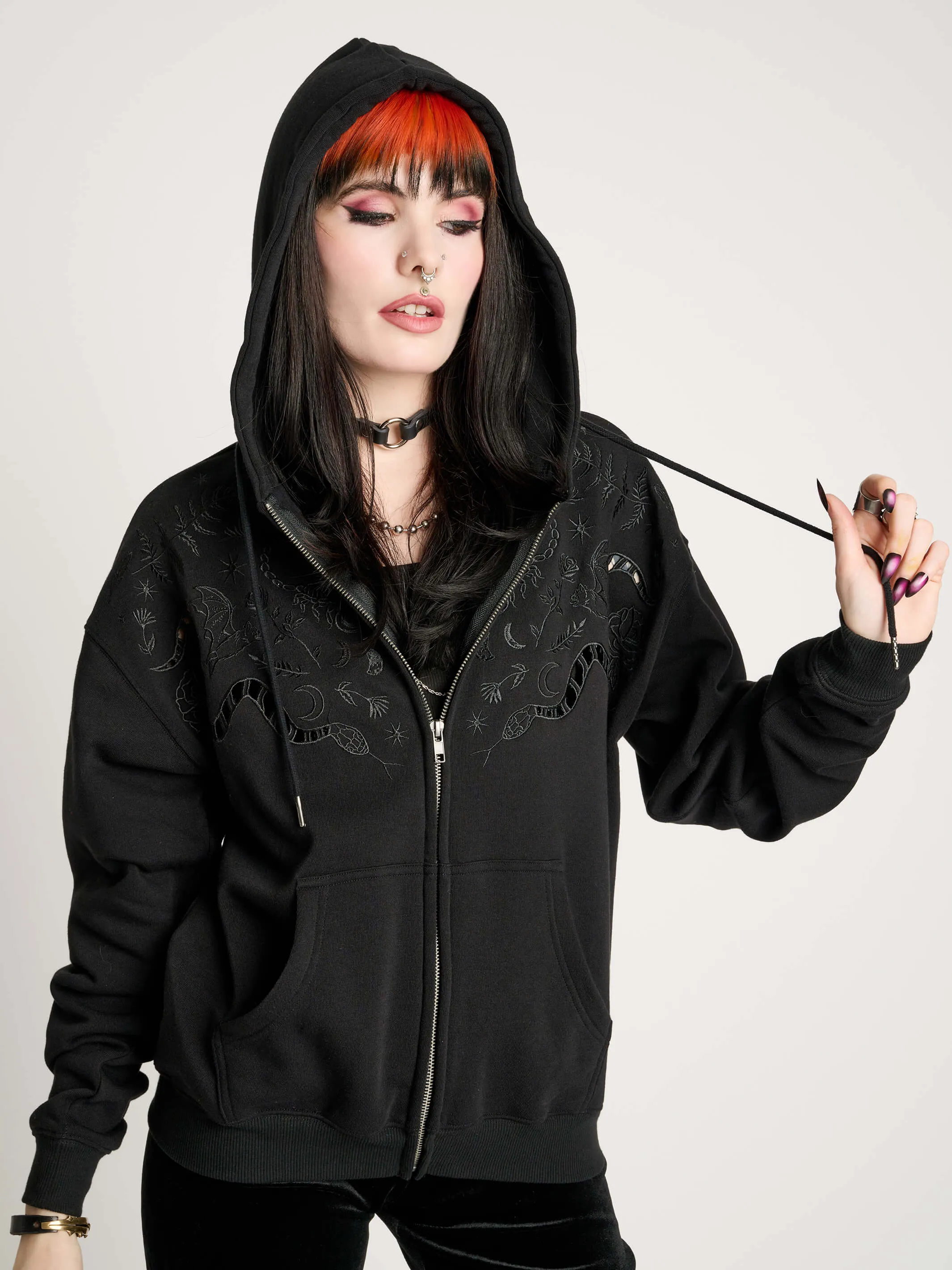 Embroidered Relics Zip Up Hoodie