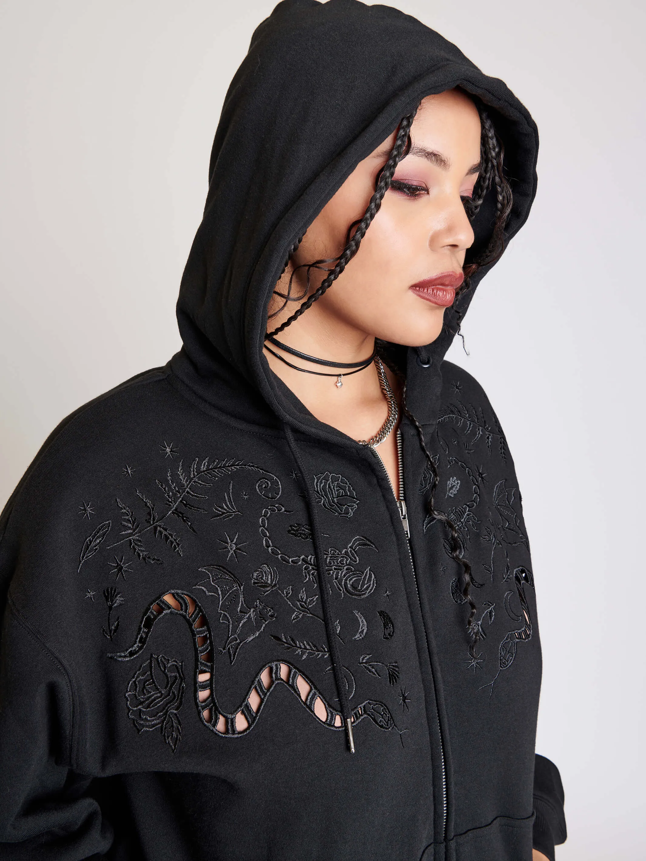 Embroidered Relics Zip Up Hoodie