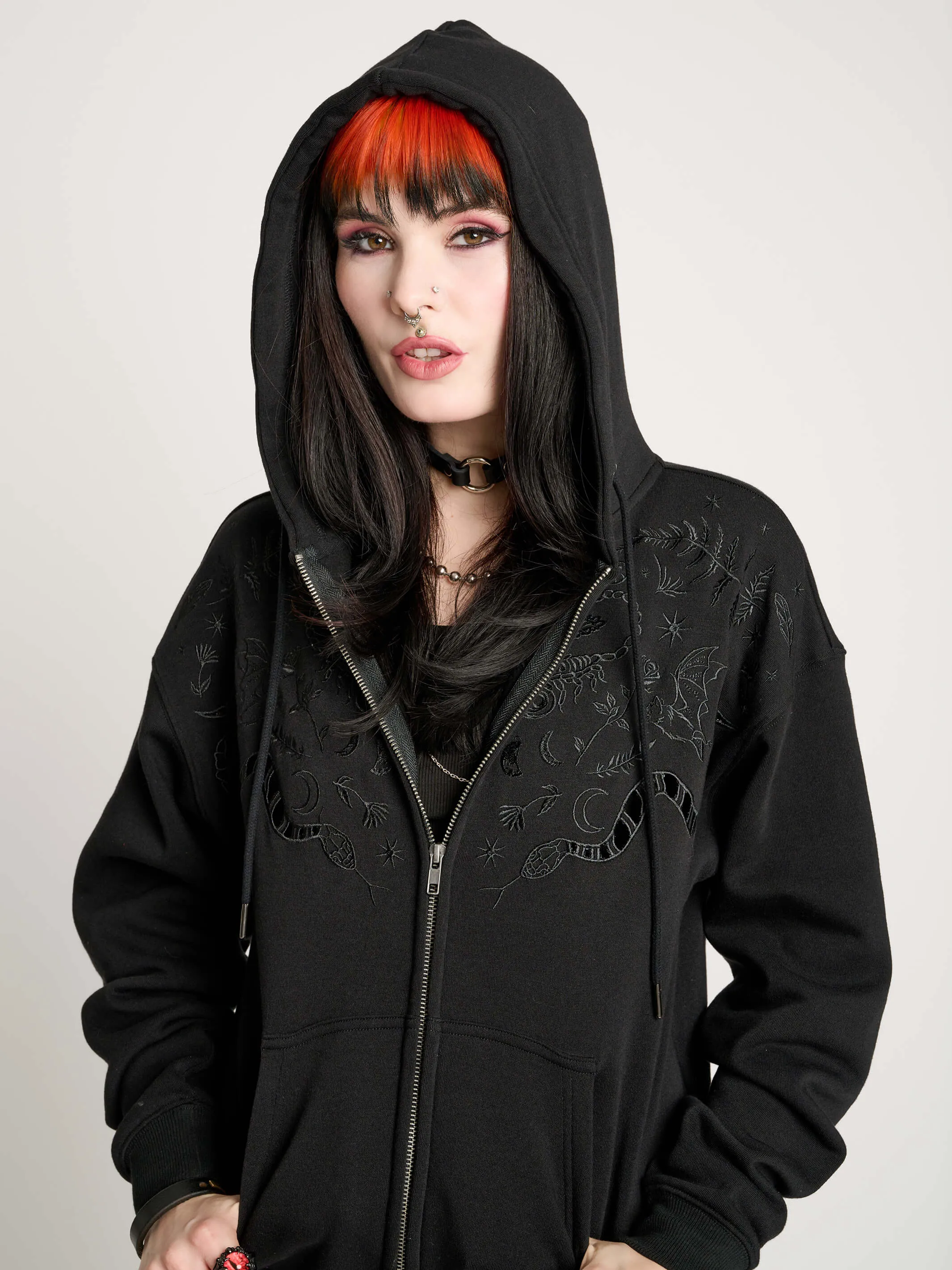 Embroidered Relics Zip Up Hoodie