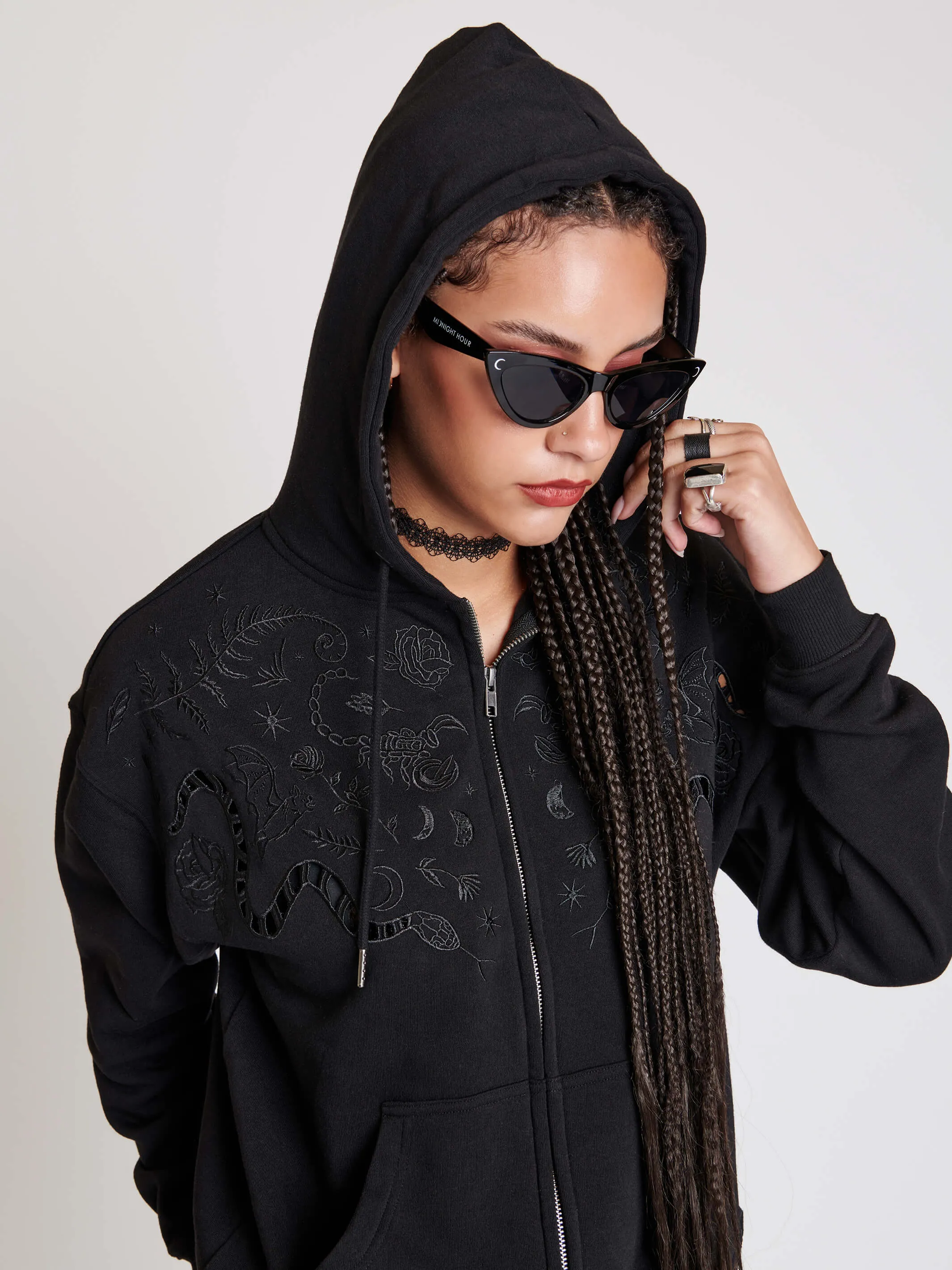 Embroidered Relics Zip Up Hoodie