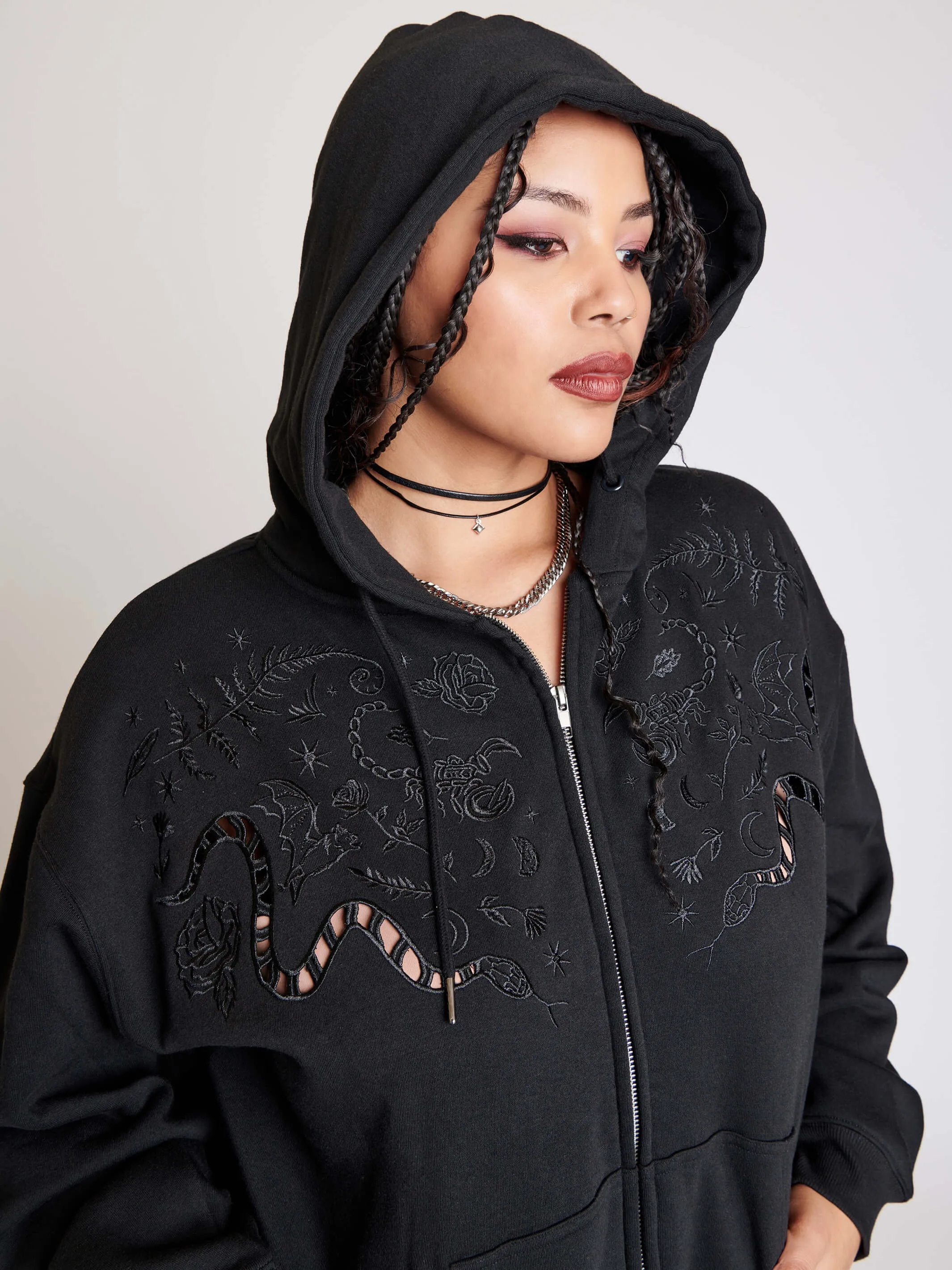 Embroidered Relics Zip Up Hoodie