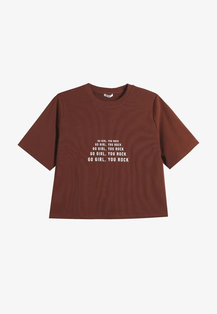 Equality WOMEN'S DAY Crop Tee - Brown