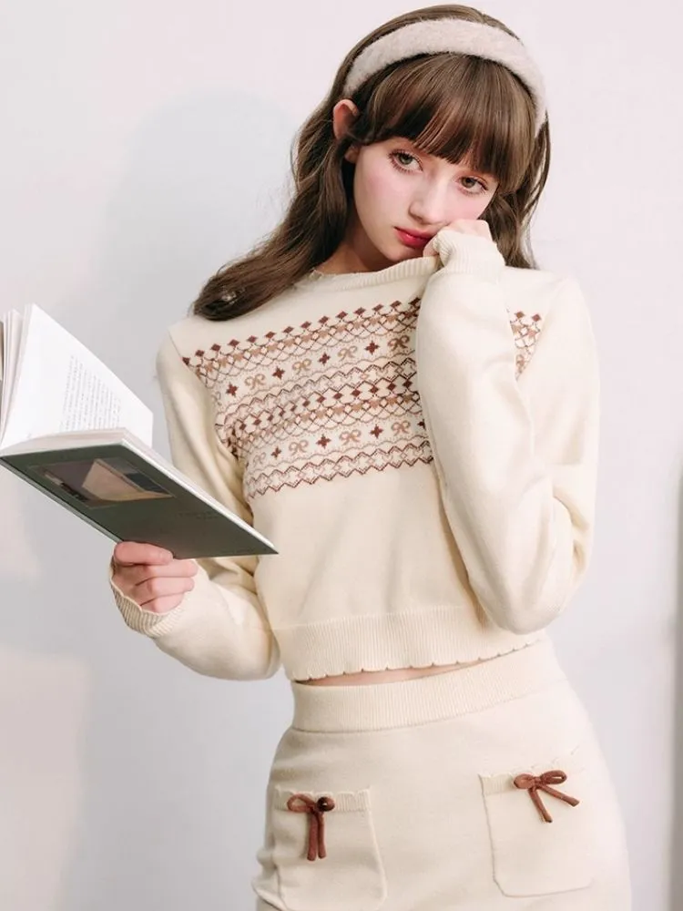 Fair Isle Sweater Halter Set Soft Knitwear【s0000004437】