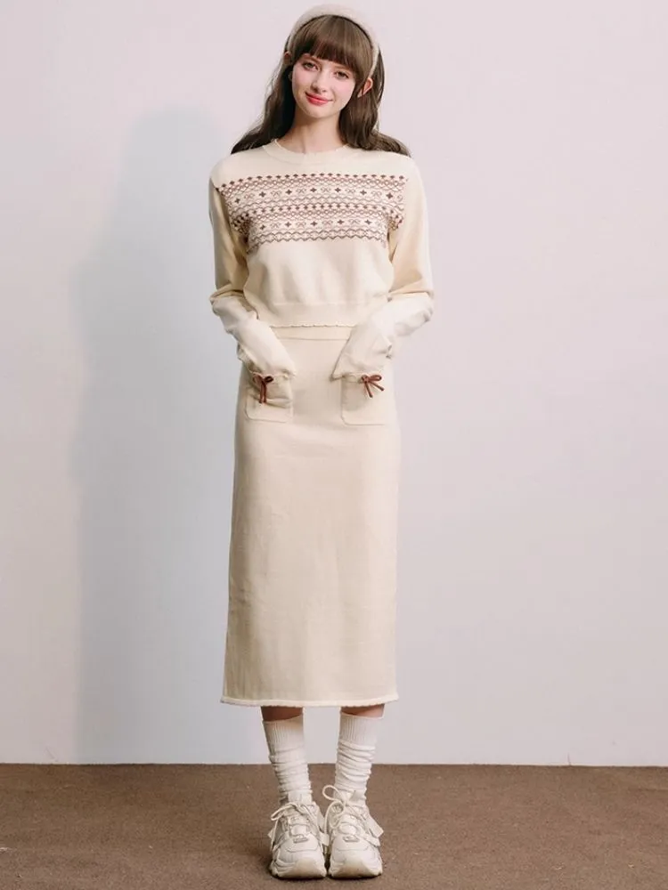 Fair Isle Sweater Halter Set Soft Knitwear【s0000004437】