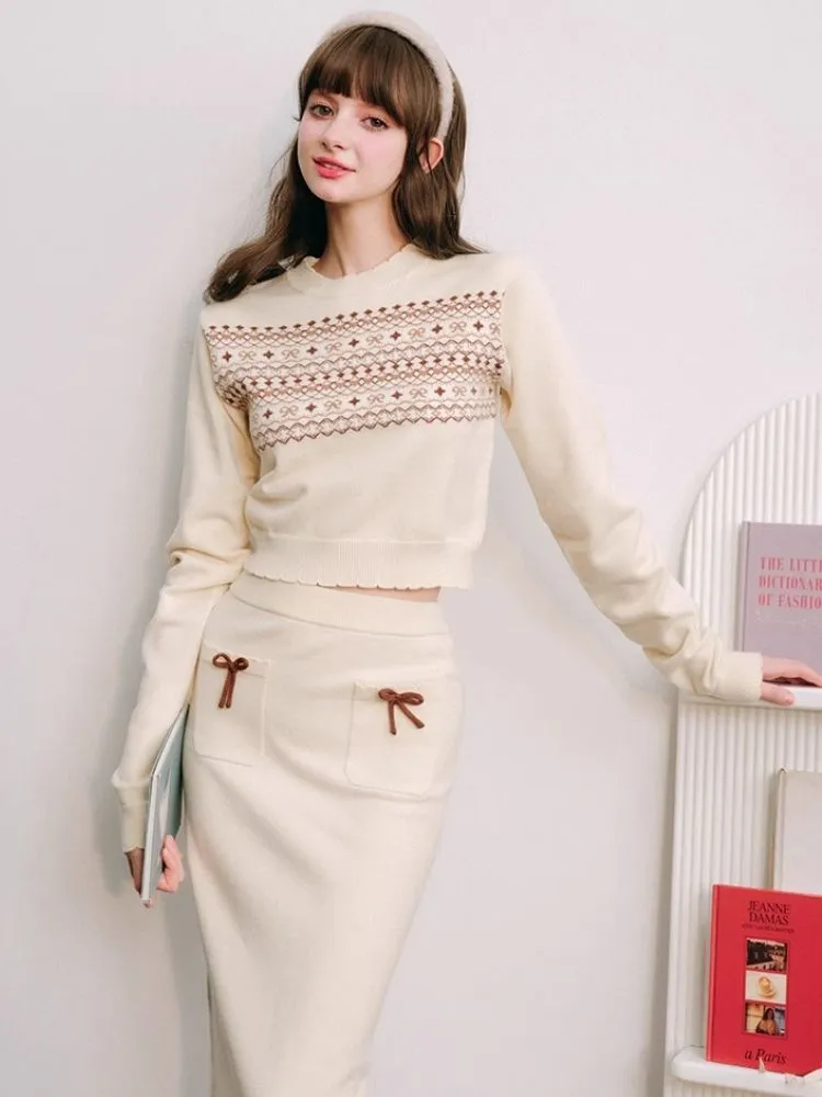 Fair Isle Sweater Halter Set Soft Knitwear【s0000004437】