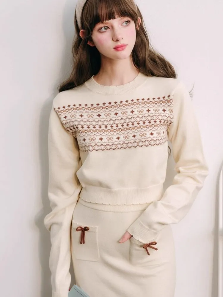 Fair Isle Sweater Halter Set Soft Knitwear【s0000004437】