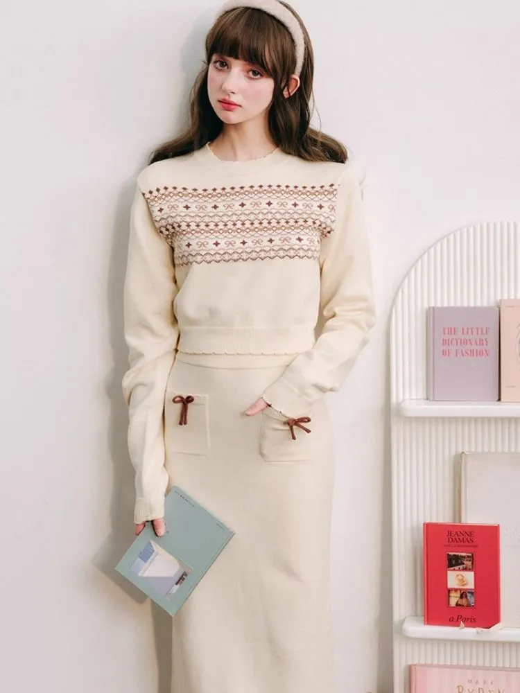 Fair Isle Sweater Halter Set Soft Knitwear【s0000004437】