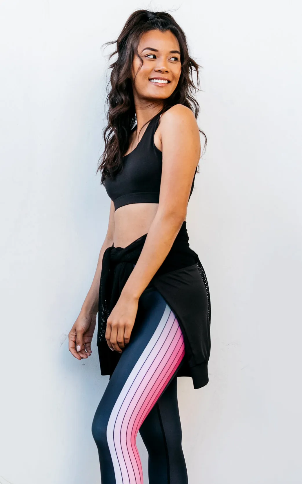 FAME PINK TRACK MID RISE LEGGING