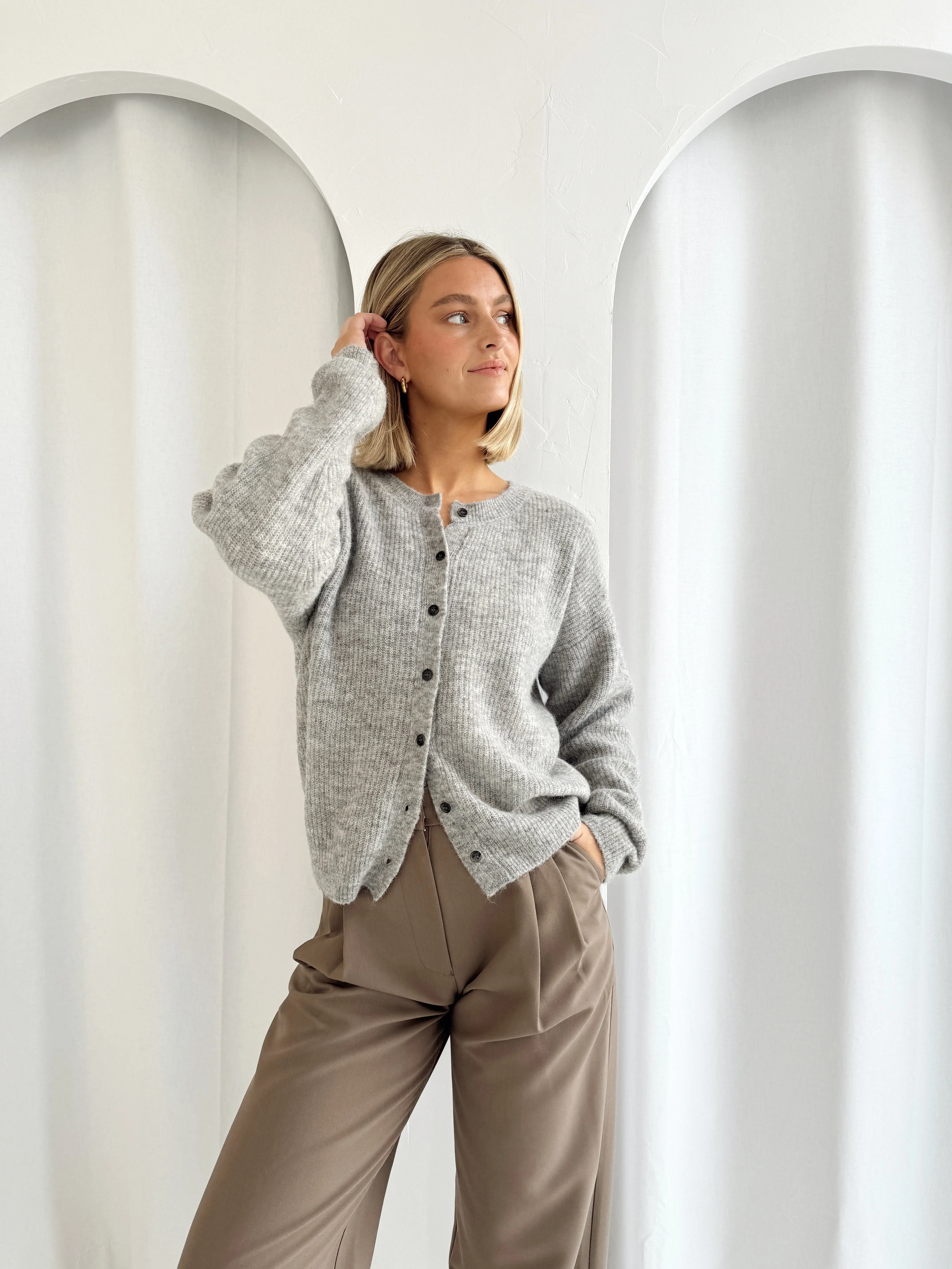 Finley Alpaca Cardigan - Grey Marle