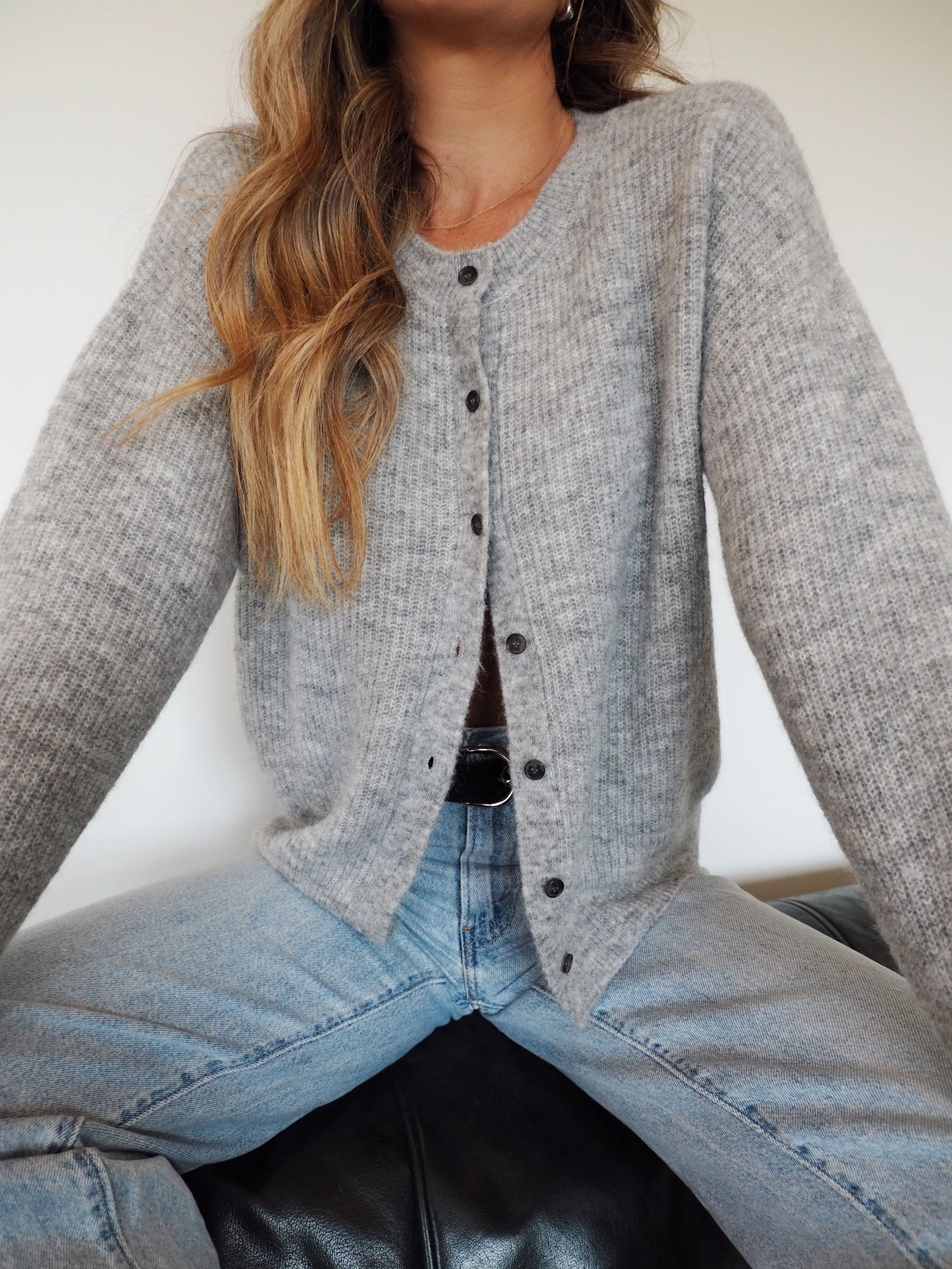 Finley Alpaca Cardigan - Grey Marle