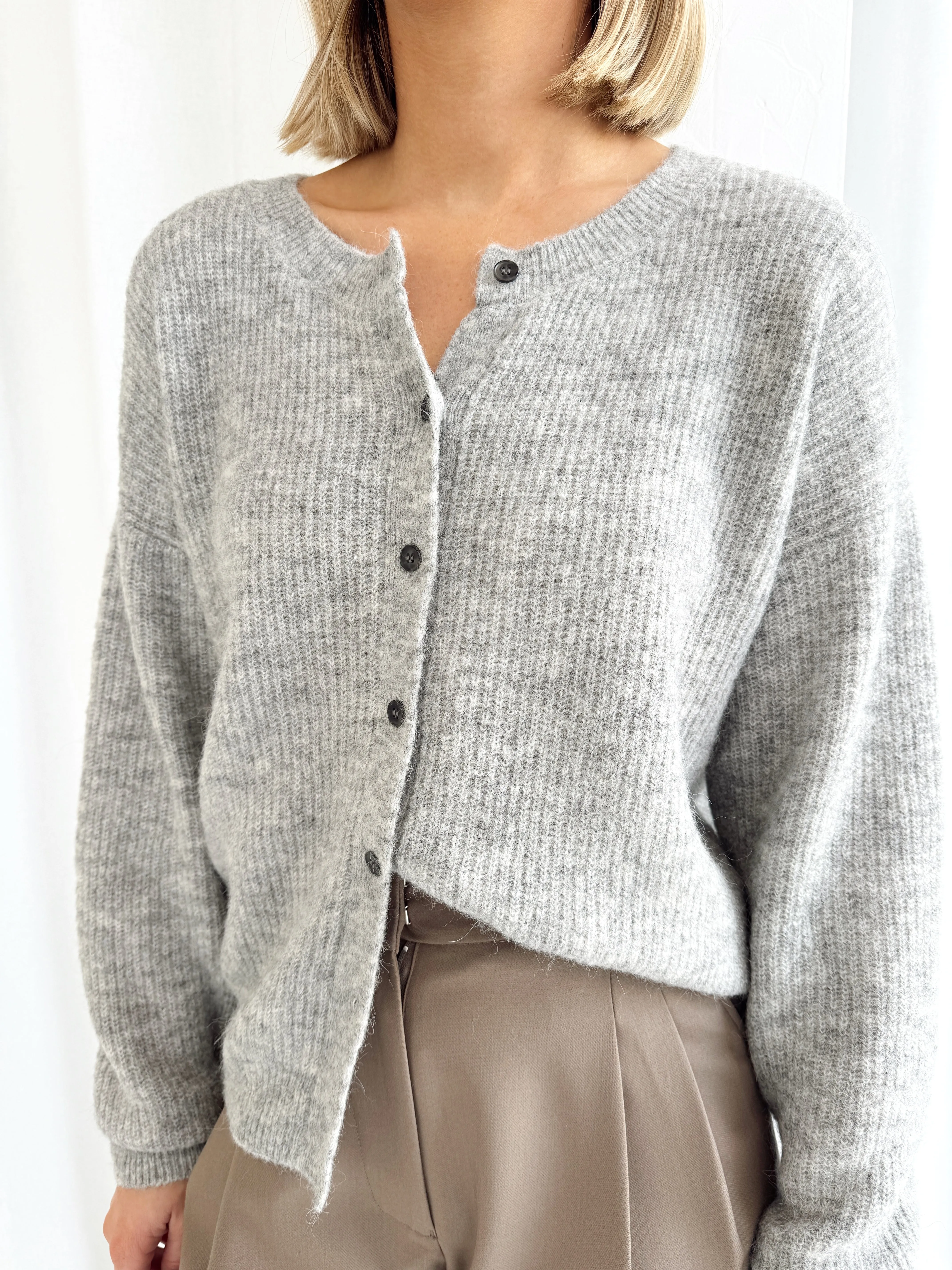 Finley Alpaca Cardigan - Grey Marle