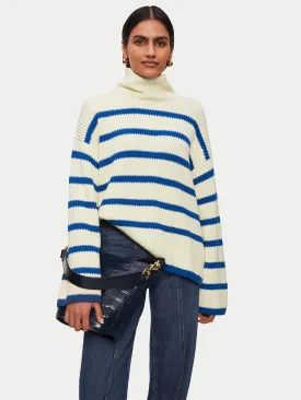 Fishermans Rib Stripe Jumper | Blue