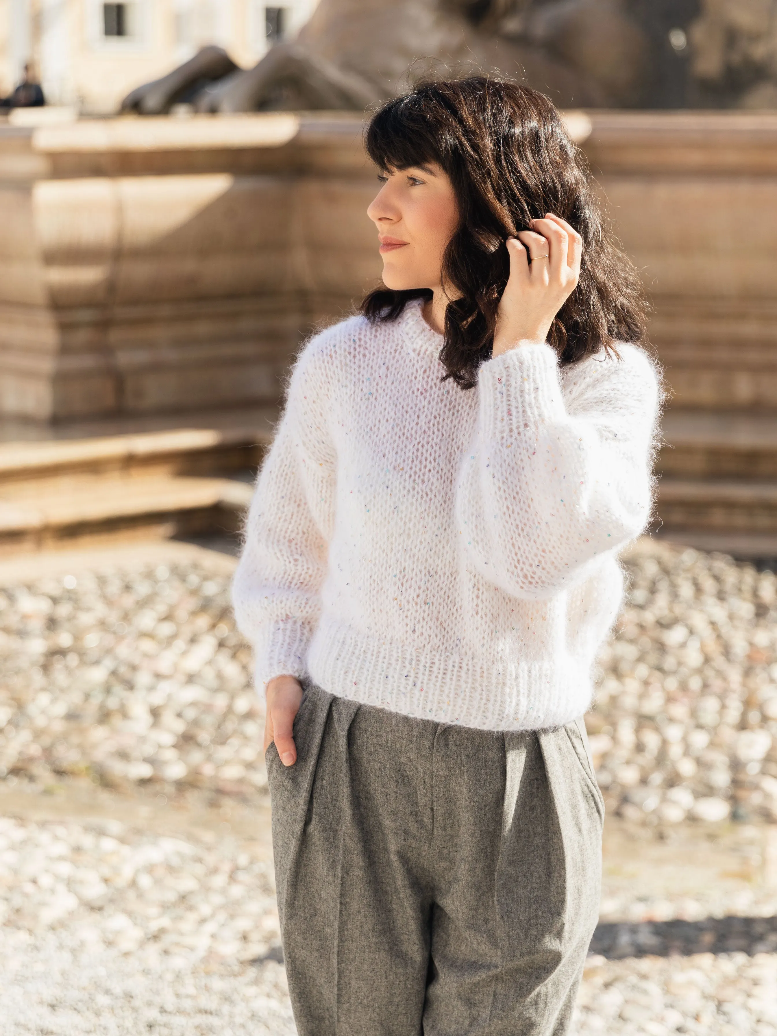 Forget Me Not White Mohair Sweater