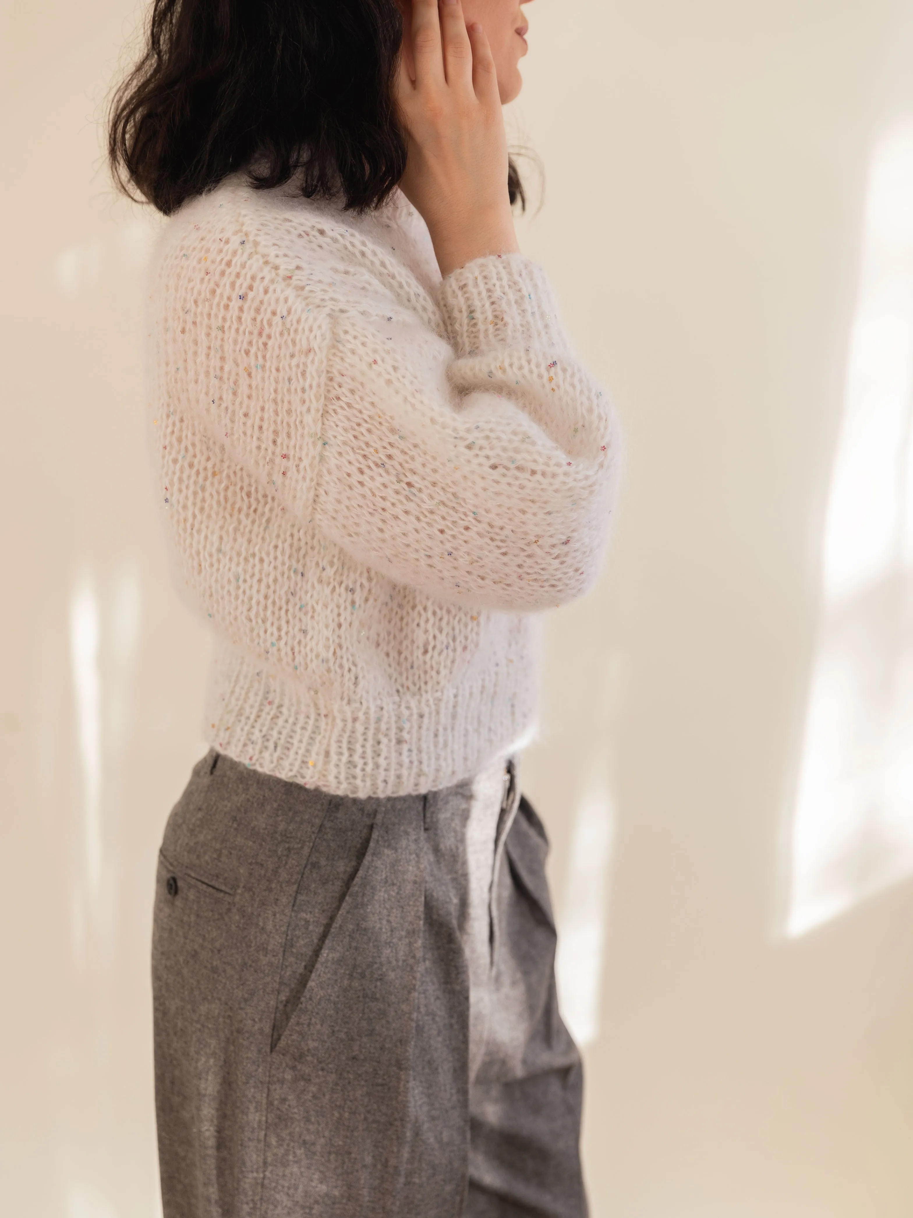 Forget Me Not White Mohair Sweater