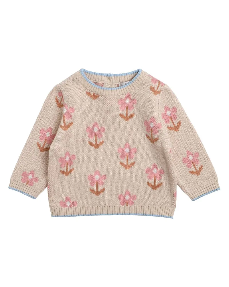 Fox & Finch  - Midnight Daisy Knitted Baby Jumper