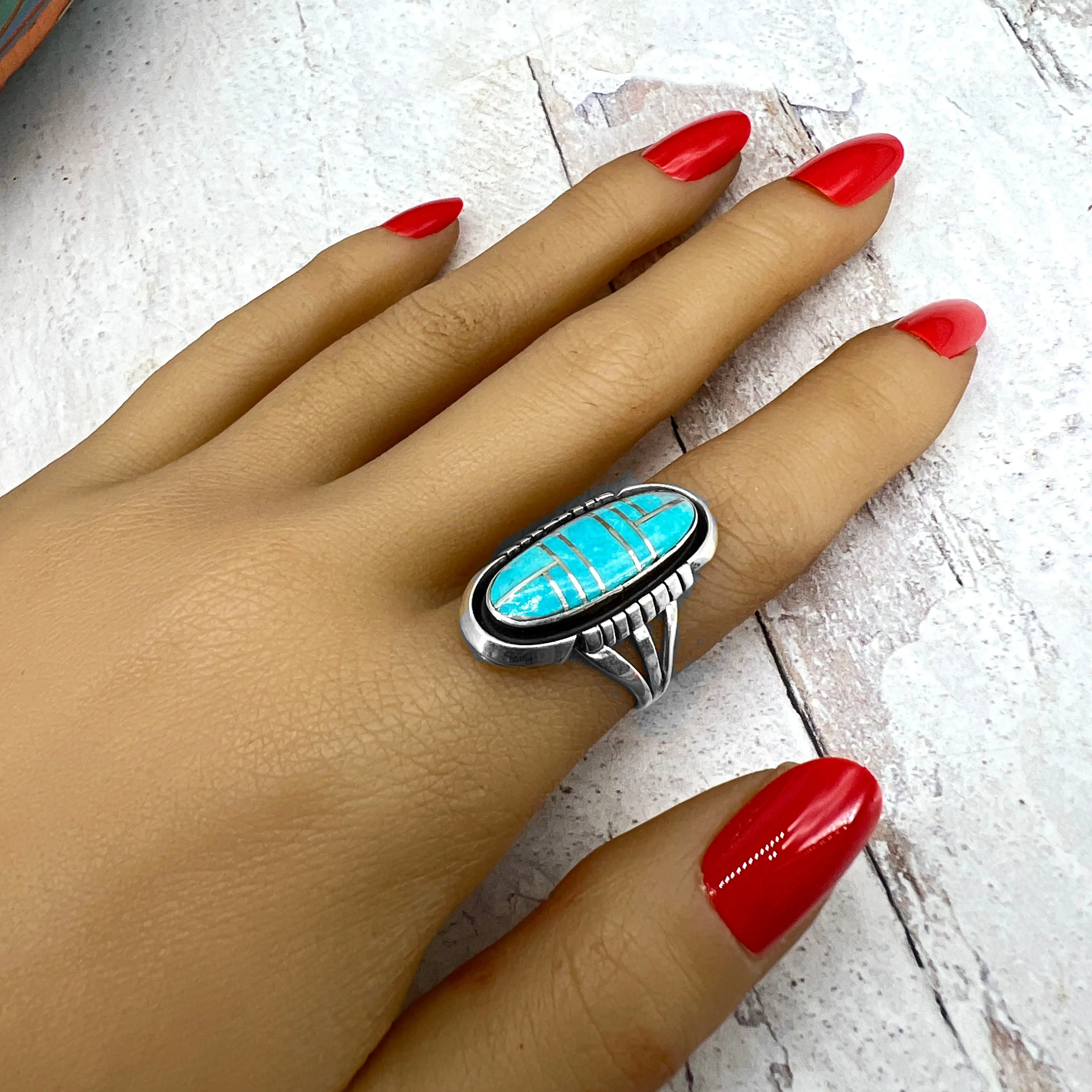 Genuine Sleeping Beauty Turquoise Ring, Size 6, Sterling Silver, Authentic Navajo Native American USA Handmade, Nickel Free, Southwest Jewelry