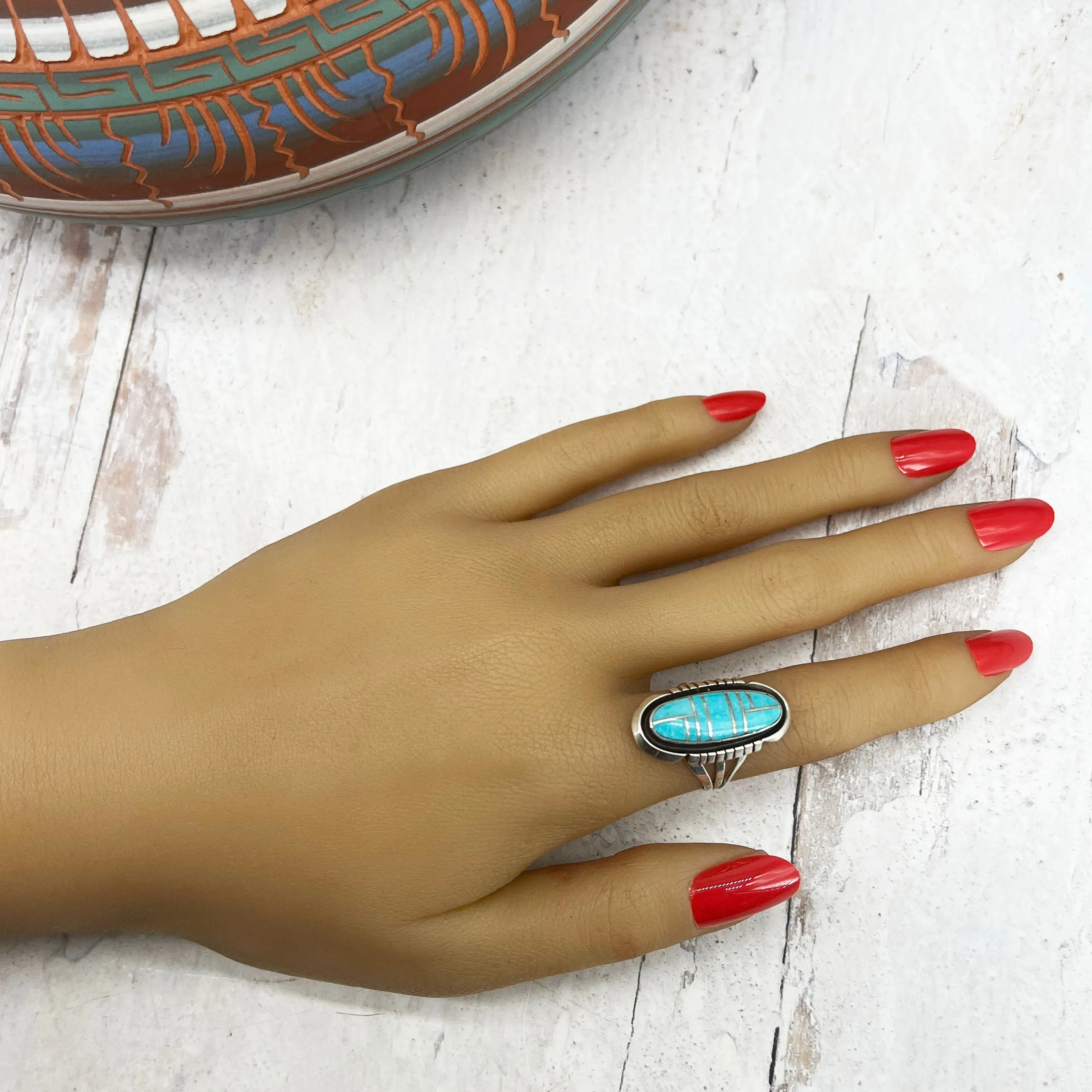 Genuine Sleeping Beauty Turquoise Ring, Size 6, Sterling Silver, Authentic Navajo Native American USA Handmade, Nickel Free, Southwest Jewelry