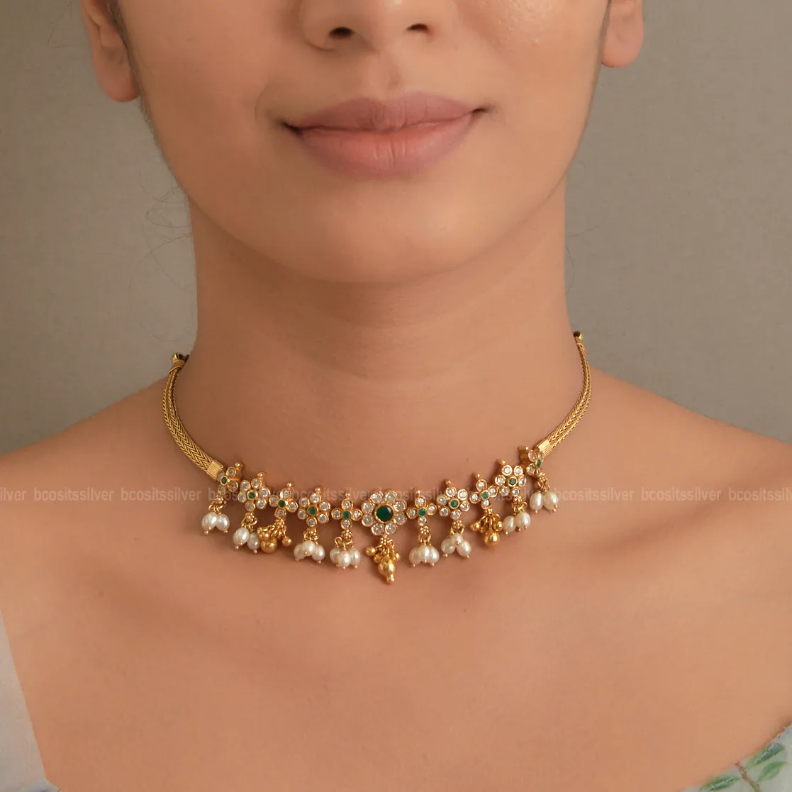 Gold Plated Short Neckpiece - 1455 - Made to order