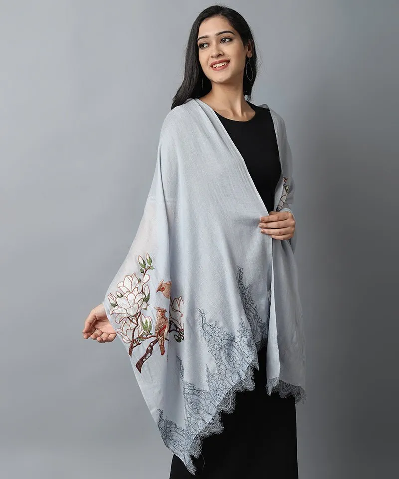 Gray Bird Pashmina- Cashmere Stole