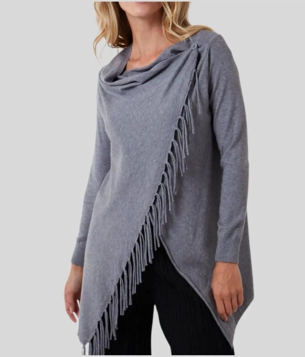 Grey Tassel Wrap Cardigan