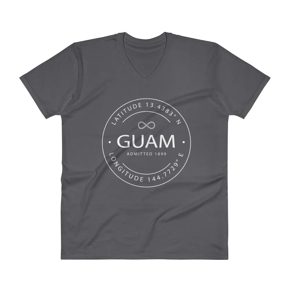 Guam - V-Neck T-Shirt - Latitude & Longitude