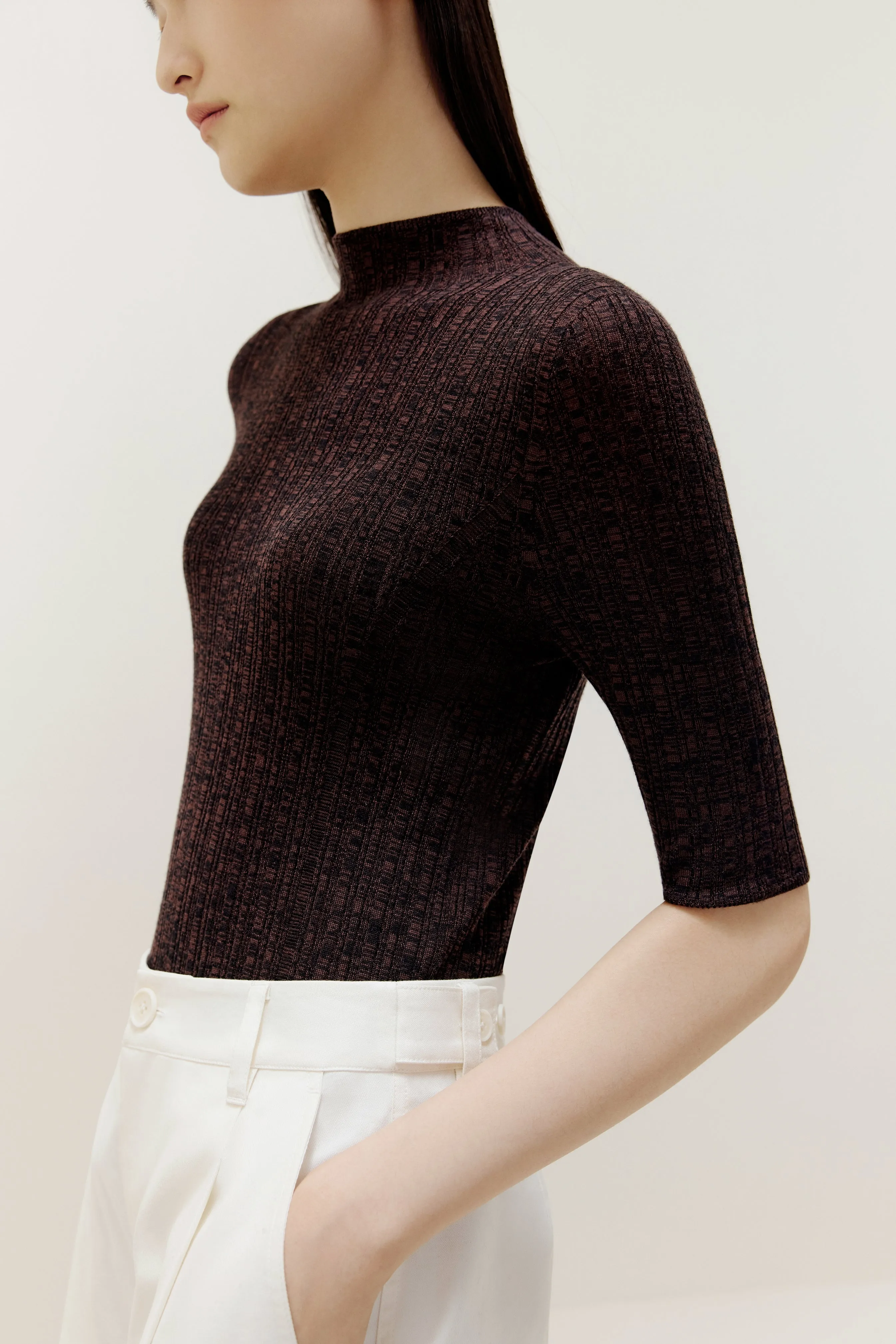 Half Sleeve Merino Wool Sweater