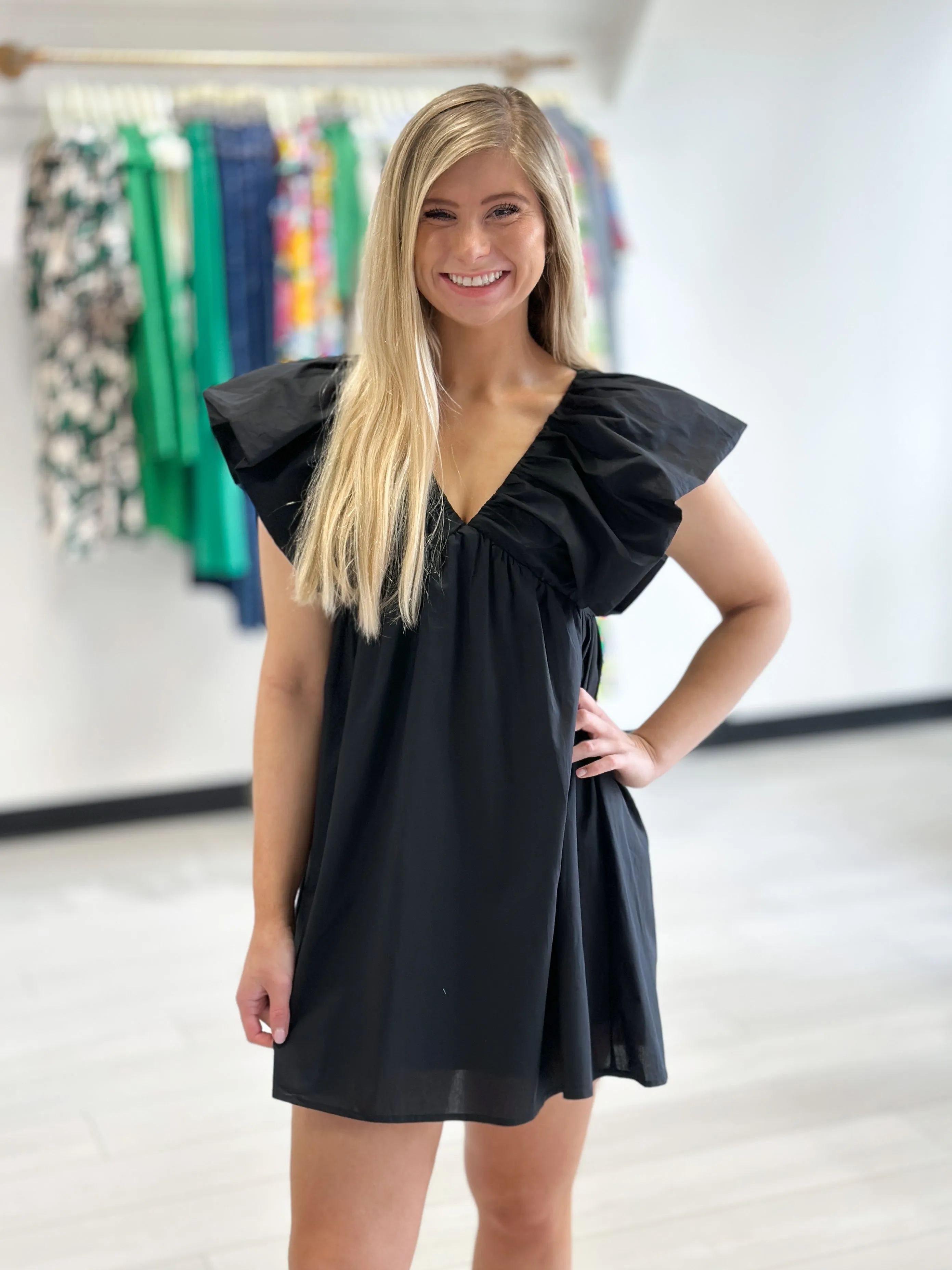 Holly Puff Sleeve Dress Black