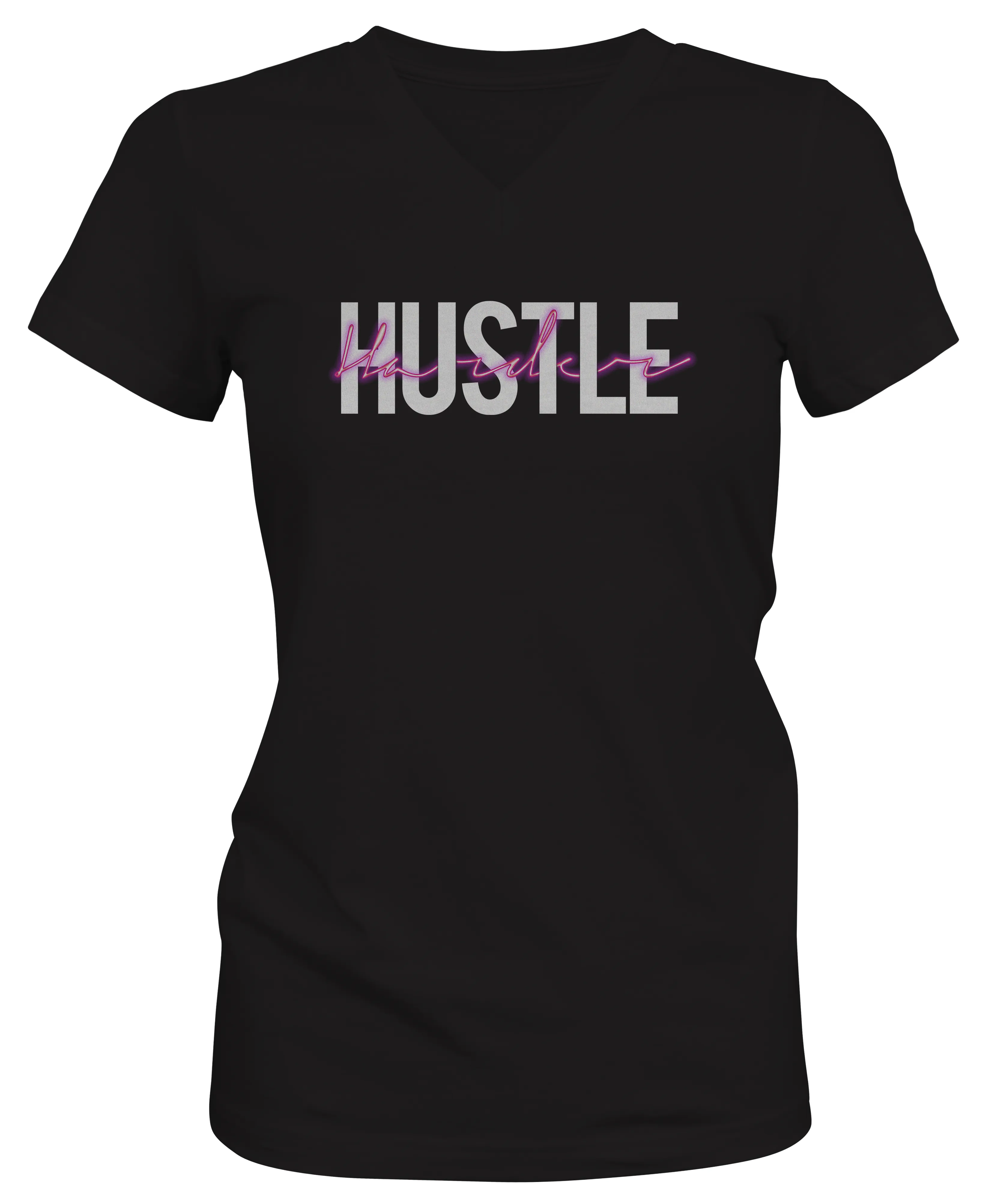 Hustle Harder Ladies V-neck T-Shirt